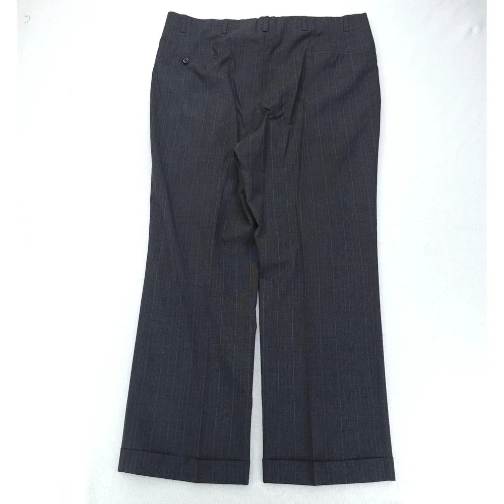 Oxxford Clothes Suit Mens 44 40x28 Gray Pinstripe 2 Button Pleated Full Liner